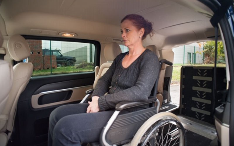 360° FRONT wheelchair view in NEW MB V-Class UpFront demo drive in Lewis  Reed's conversion 